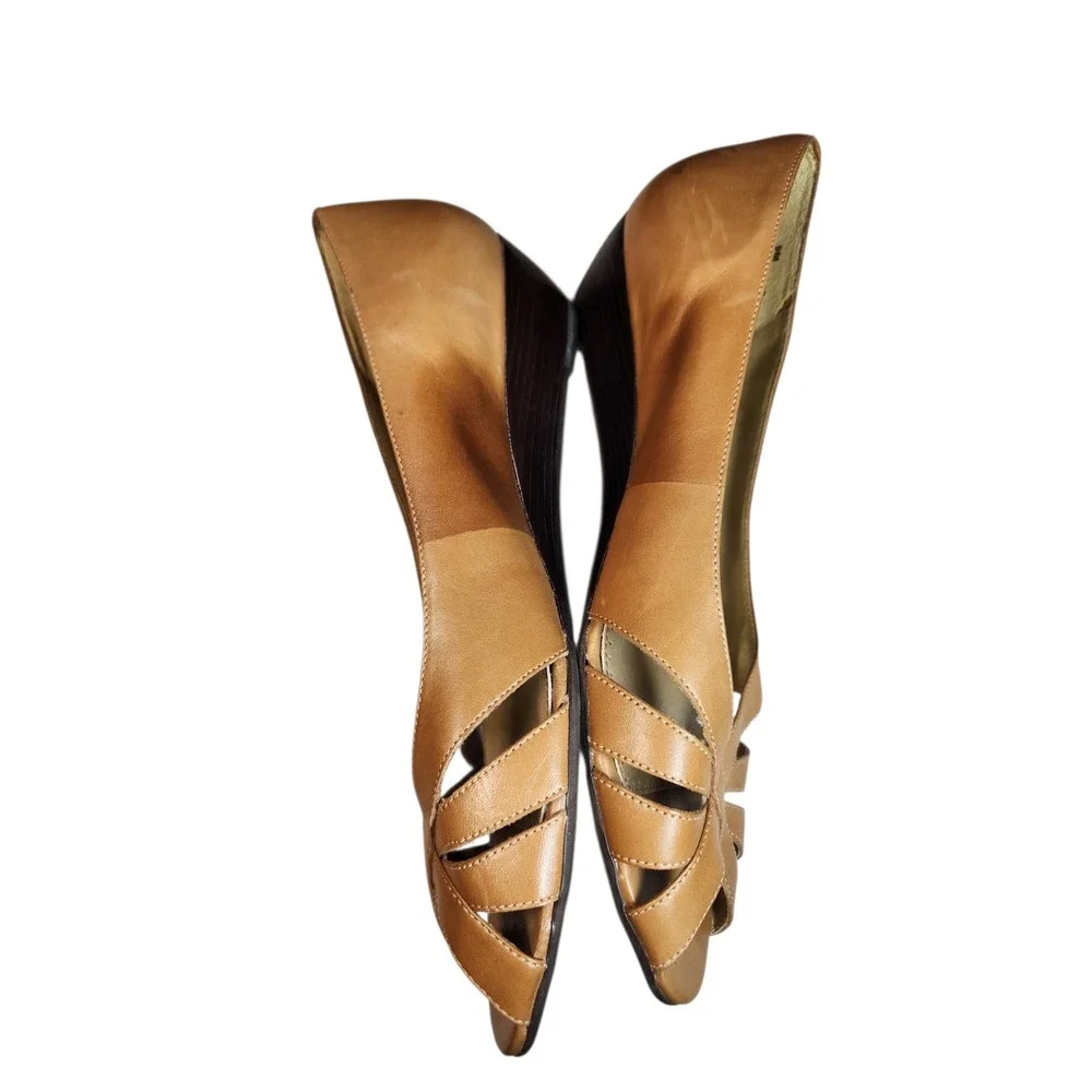 Huarache Indie Boho Tan Leather Cutout Strappy Sandals Cottagecore Y2K Retro 9